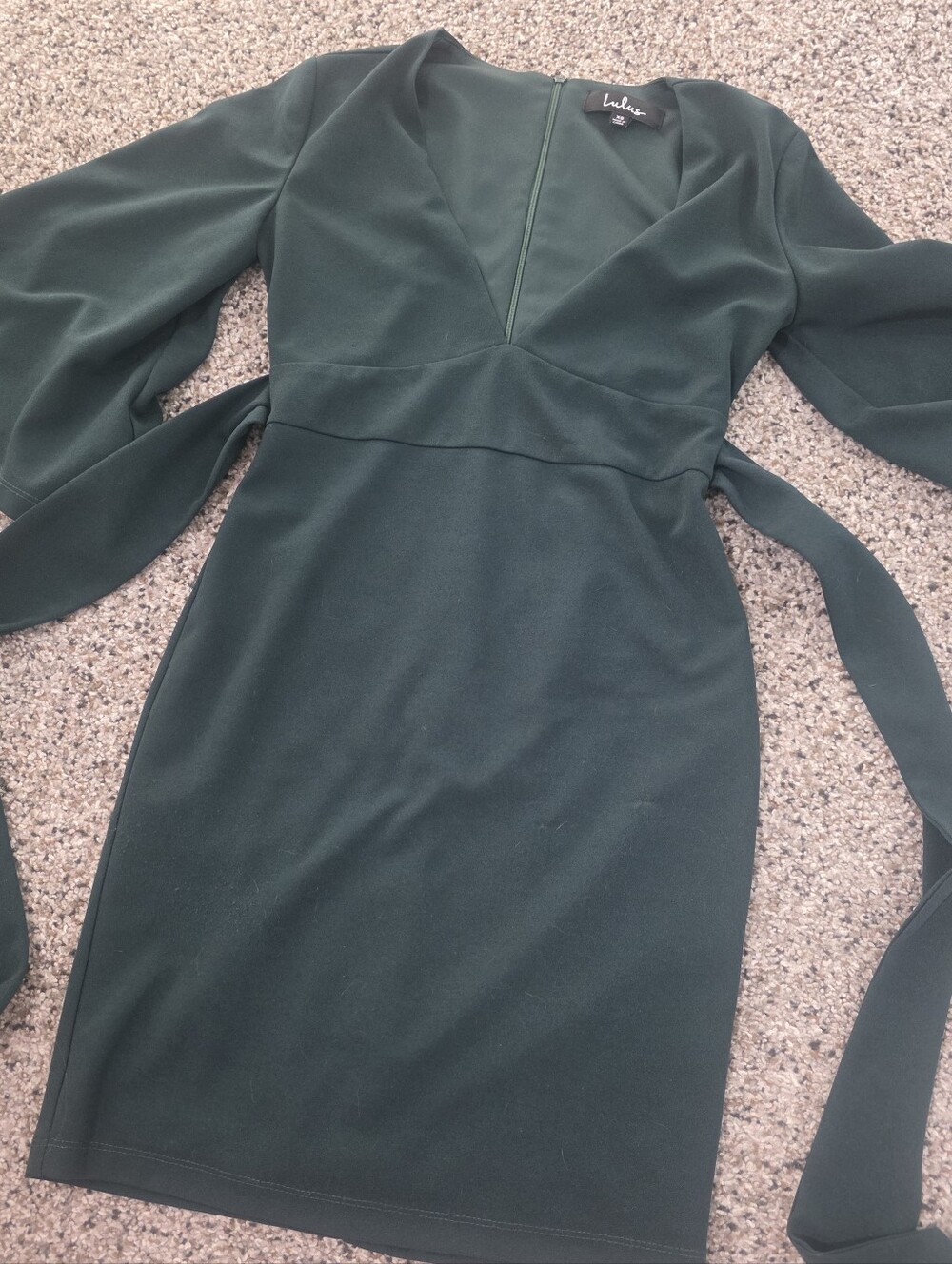 Lulu's Dark Green V-Neck Wrap Mini Dress Size XS